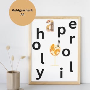 Cadeau en espèces et affiche Holy Aperoli à imprimer DIY - Impression Aperol Spritz - Carte d'anniversaire sous forme d'affiche - Télécharger le fichier au format DIN A4