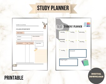 Study Planner Printable Study Planner Student Digital Planner Academy Organizer Student essential Study Schedule Management Study Planner