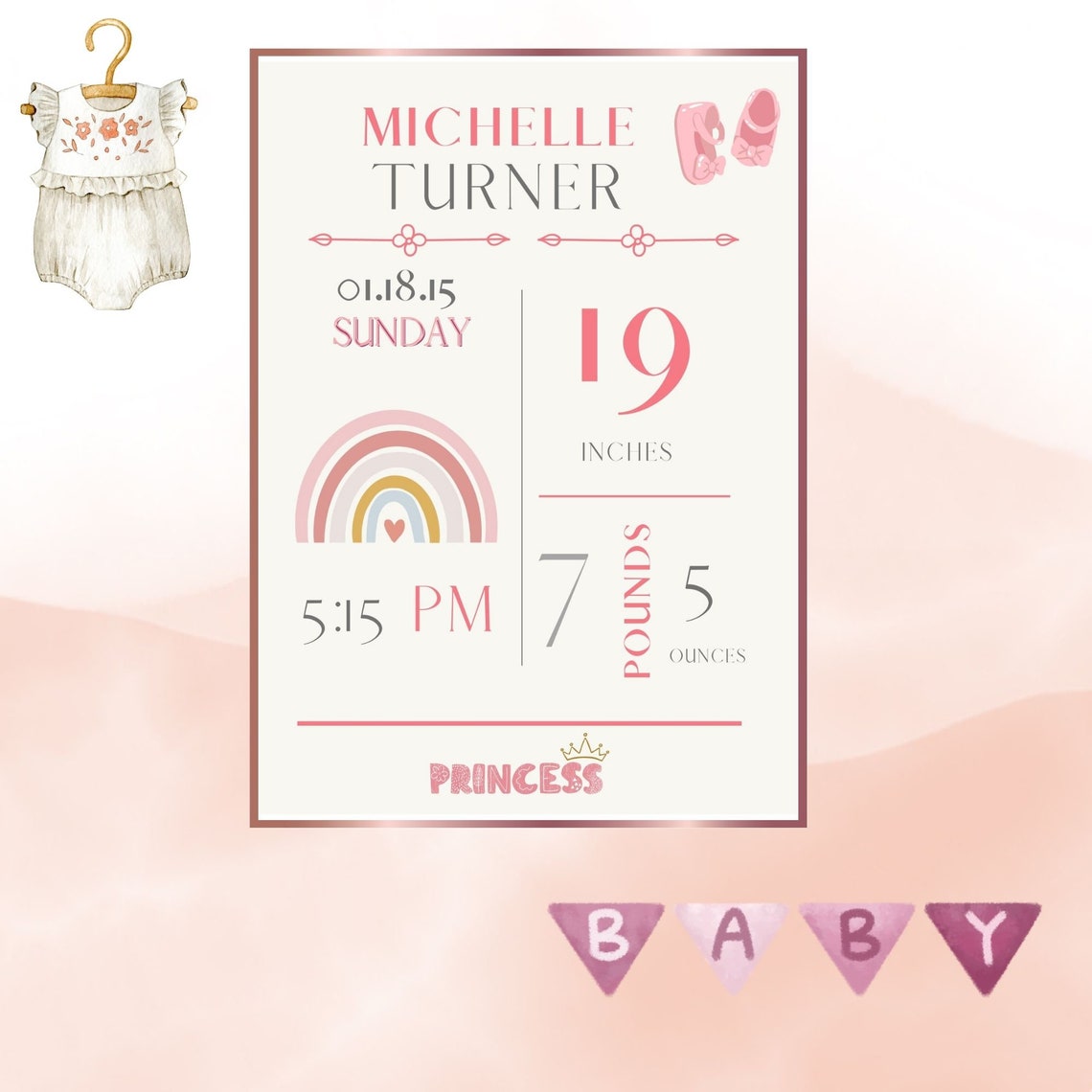 Baby Birth Stats Personalized Frame Nursery Decor Custom Baby Frame ...