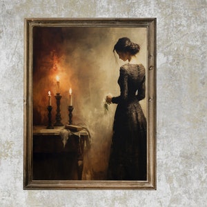 Dark Moody Prints - Dark Moody Print - Moody Oil Painting - Antique Style Print - 19 Century Decor -  Victorian Print - Moody Oil Painting