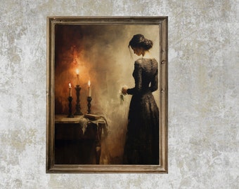 Dark Moody Prints - Dark Moody Print - Moody Oil Painting - Antique Style Print - 19 Century Decor -  Victorian Print - Moody Oil Painting