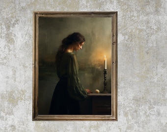 Dark Moody Prints - Dark Moody Print - Moody Oil Painting - Antique Style Print - 19 Century Decor -  Victorian Print - Moody Oil Painting
