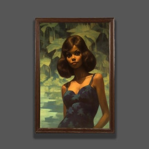 Kira- MidCentury - Mid-Century Girl - Tretchikoff  -  J.H Lynch - Louis Shabner  - Vintage Poster -  Kitsch Print - Retro Wall Art
