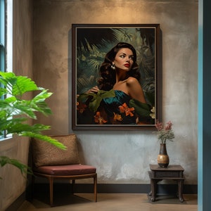 Stephanie  - MidCentury - Mid-Century Girl - Tretchikoff  -  J.H Lynch - Louis Shabner  - Vintage Poster -  Kitsch Print - Retro Wall Art