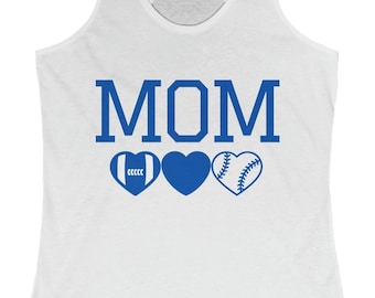 Sports Mom racerback tank, baseball mom, football mom, soccer mom, sports, athletes, kids sports
