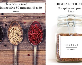 Digital stickers for pantry and spices