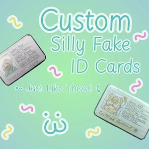 LESEN SIE DESC !! Benutzerdefinierte Charakter / Fursona Silly Fake ID Karten