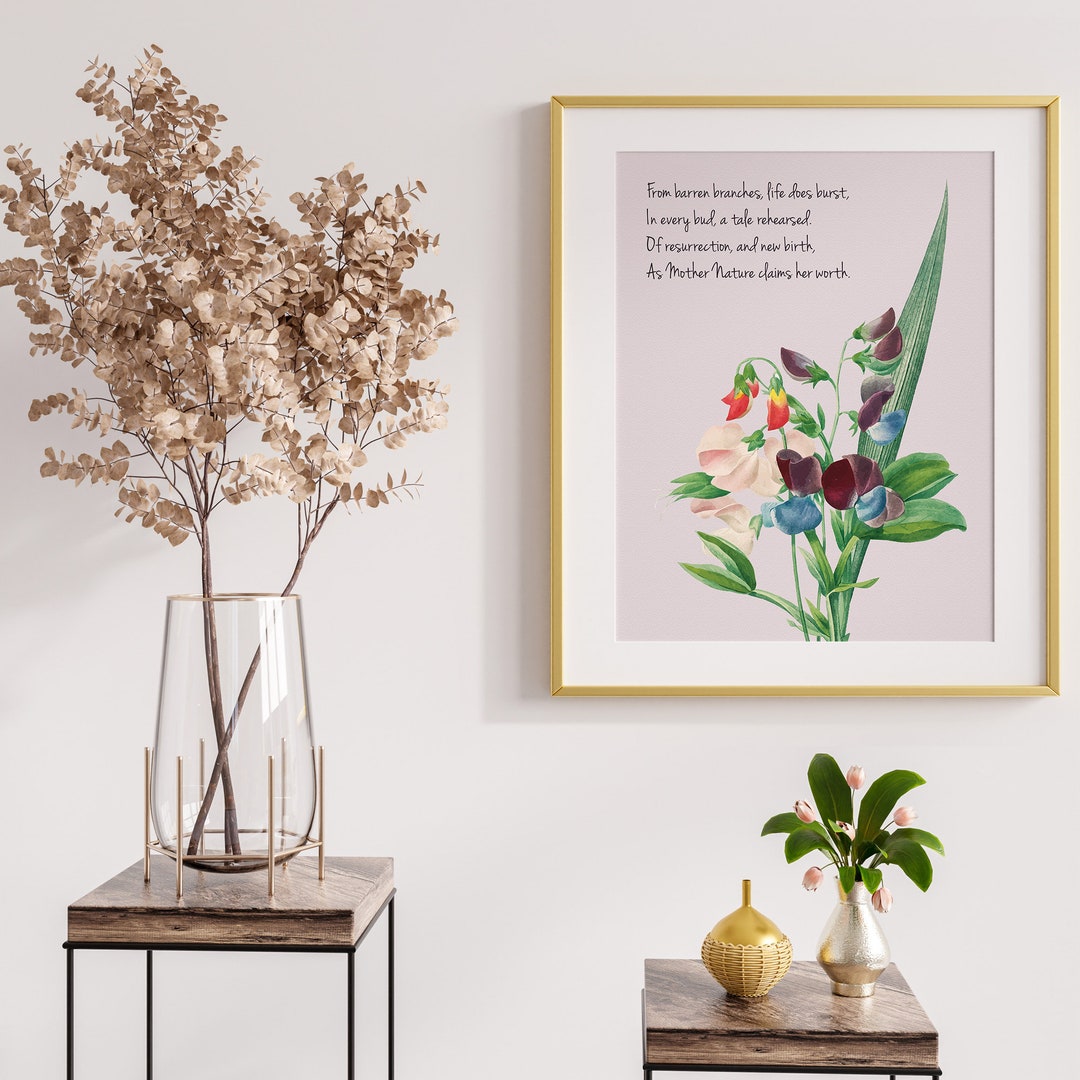 Spring Print, Spring Poem Print, Flower Bouquet Printable Art ...