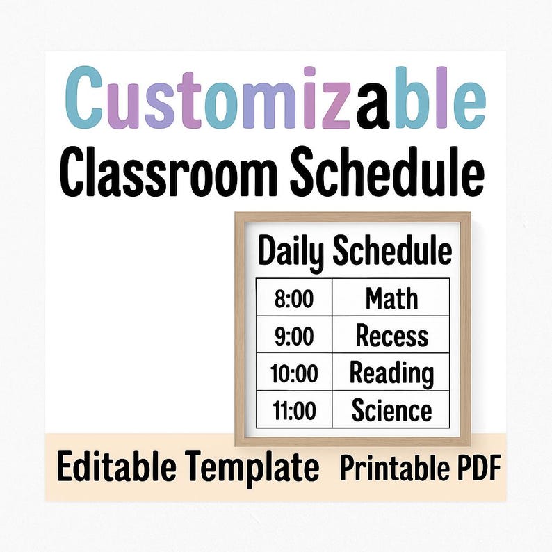 Customizable Classroom Schedule Template | Printable Daily Schedule ...