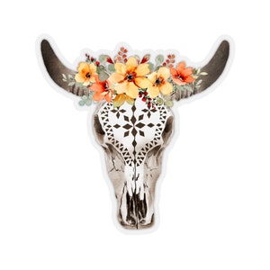 Western stickers,Water Bottle Sticker,Vinyl Sticker,Cow skull, Bull Horns, cow Horns,Cow Skulls