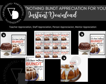 Appreciation Tag- Nothing Bundt Appreciation For You (PDF | JPG | PNG | Instant Download | Printable) by VaxneDigital