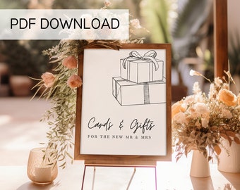 Cards and Gifts Wedding Table Sign, 8x10 Cute Gifts Wedding Sign, Printable Cards & Gifts Sign, Cute Minimalist Sign Wedding Reception Decor