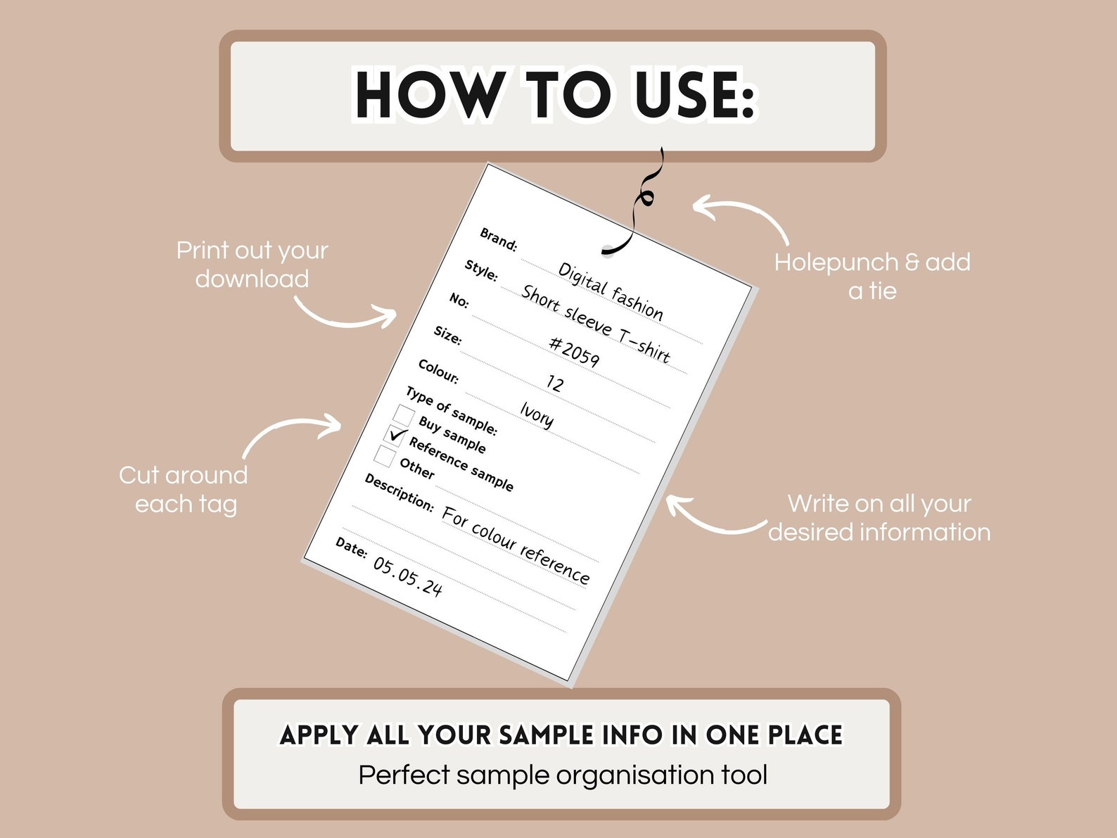 Printable Garment Sample Tags - Customisable Tags for Fashion Designers ...