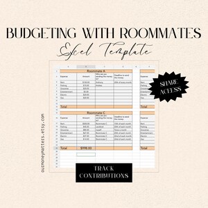 Roommate Budgeting Tracker Budgeting Template Expense Planner Budget Spreadsheet Saving Tracker Budgeting Tracker Finance Tracker