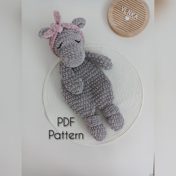 Hippo Lovey Crochet pattern,  Plush hippo, Snuggler,  Crochet hippo tutorial, Amigurumi (ENG)