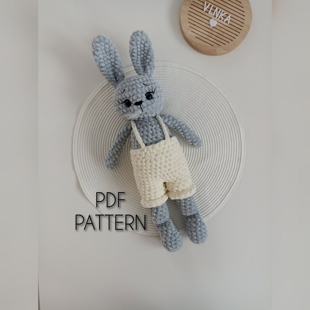 Soft Bunny Crochet Pattern, Plush Bunny in Trousers Tutorial, Crochet ...