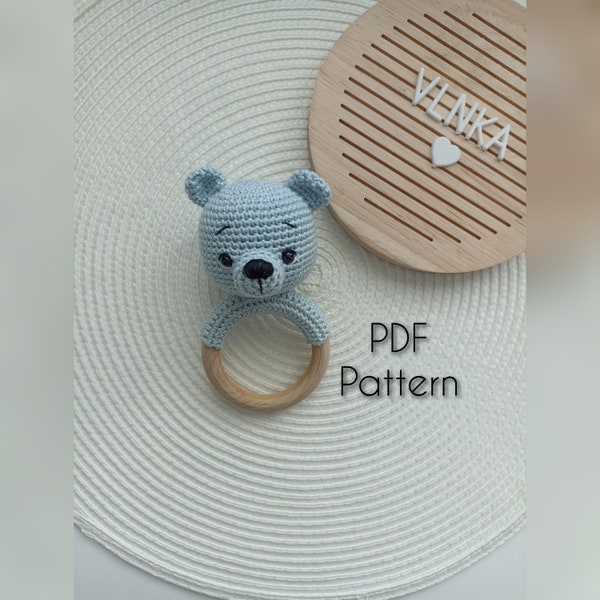 Patron au crochet - Hochet ours, Amigurumi (ENG)