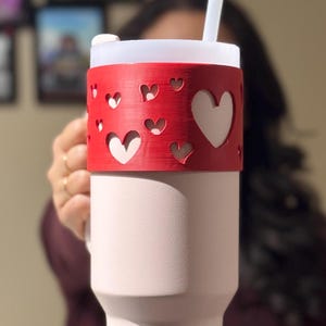 Valentine Heart Cup Sleeve for Stanley – Red Wrap Tumbler Accessory
