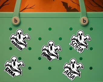 Personalized Halloween Ghost Bogg Bag Charm: Name Tag