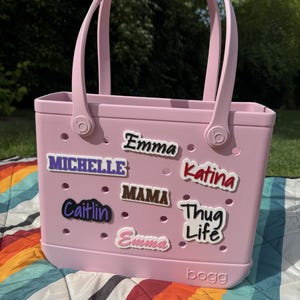 Benutzerdefinierte Namensschild für Bogg Bag, personalisierte Taschenname Aufkleber, wasserdichter Namensaufkleber für Strandtasche, benutzerdefinierter Text Taschenanhänger, Geschenk für Sie