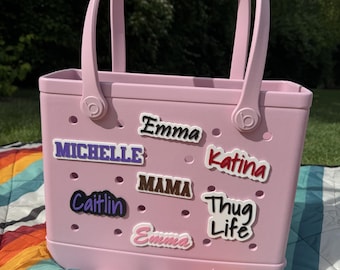 Custom Name Tag for Bogg Bag, Personalized Bag Name Decal, Waterproof Name Sticker for Beach Bag, Custom Text Bag Tag, Gift for Her