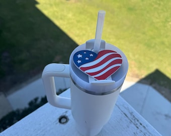Patriotic Heart Tumbler Topper | USA Flag 4th of July Cup Charm | America 250th Anniversary