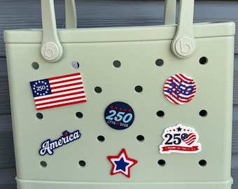 Patriotic Bogg Bag Charm | USA Flag 4th of July Bogg Bag Charm | America 250th Anniversary