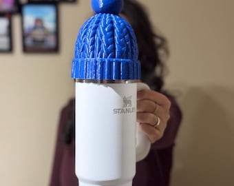 Knit Beanie Cup Cover for Stanley Tumbler – No Straw Hole, Winter Tumbler Cap