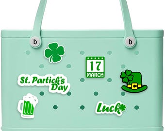 St. Patrick’s Day Bogg Bag Tags, 3D Printed Lucky Charms, Shamrock Bag Accessories, Irish Holiday Bag Decorations, Clover Tag for Bogg Bag