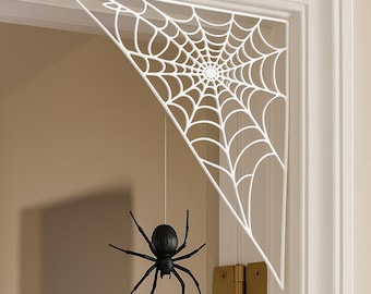Glow-in-the-Dark Halloween Spider Web Corner Decor - Reusable Spooky Hanging