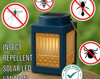 Kumiko Mosquito Repellent Solar Lantern – 3D Printed Outdoor Bug Deterrent Light with 4 Designs, Color Options, Solid Diffuser & LED Glow