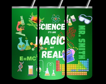 Custom Personalized Science Teacher Tumbler with Lid Teacher Gift Biology Chemistry