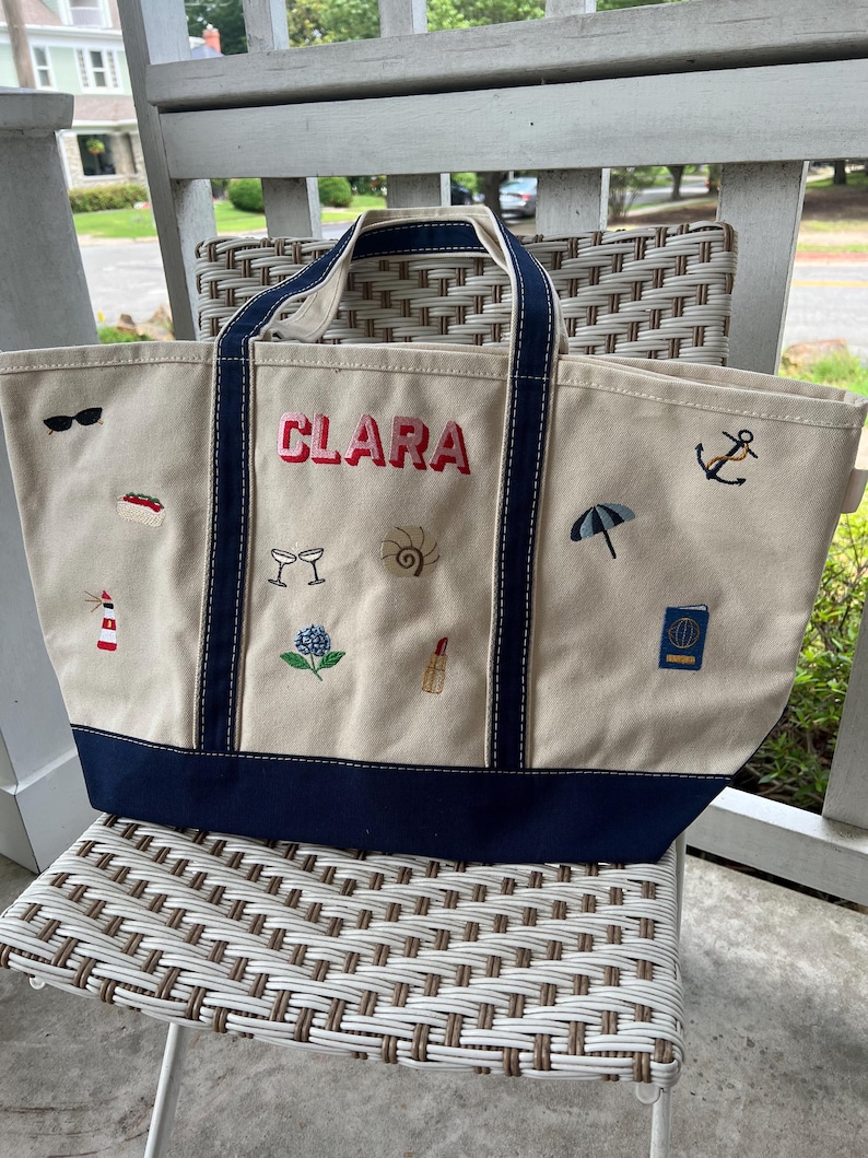 Custom Embroidered Icon and Initals Tote Bag image 12