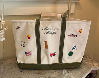 Borsa tote personalizzata con icona e iniziali ricamate