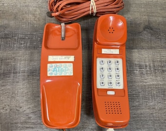 Vtg Rust Orange 1970s Phone Authentic Trimline Bell Western Electronics Works