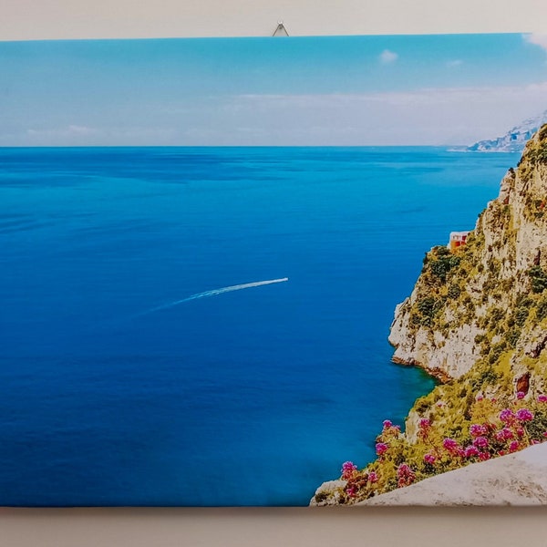 Original Amalfi Coast Beach Print On Canvas | Italy Seascape Art Gift For Nature Lovers | Beach Lover Artwork