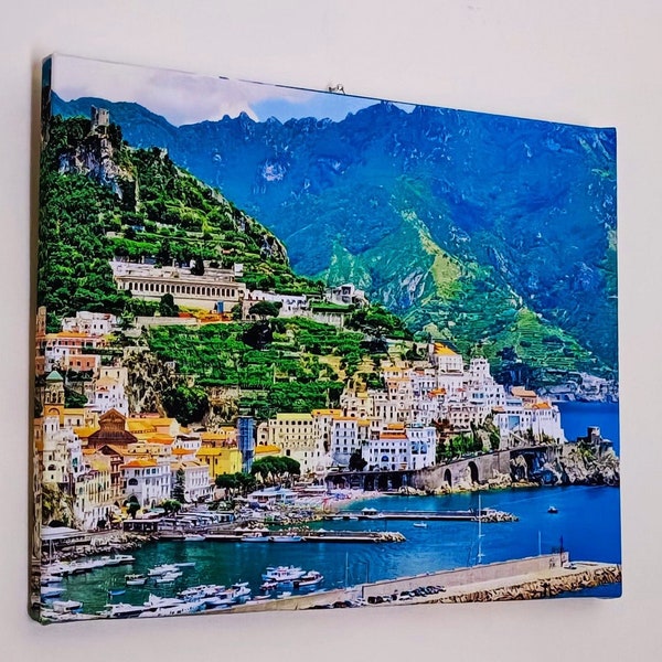 Impression originale de plage de la côte amalfitaine sur toile | Cadeau d'art de paysage marin d'Italie pour les amoureux de la nature | Oeuvre d'amant de plage