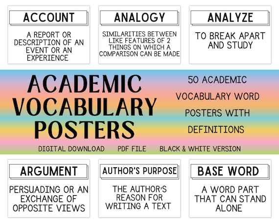 Academic Vocabulary Posters - Etsy