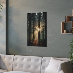 Enchanted Forest, Wall Art, Poster Print, AI Art, Nature Art, Inspirierender Wald, Wald, Satin Poster, Home Decor,