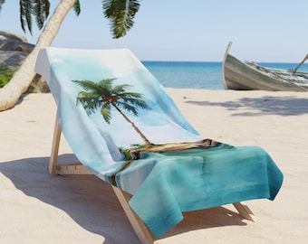 einsame Insel, Strandtuch, karibischer Stil, karibisches Handtuch, Inseltuch, bedrucktes Handtuch, Strandtuch