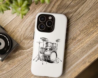Drummer iPhone Case, iPhone 13-16 models, Tough Case, iPhone Case Musical, Drum Set iPhone Case