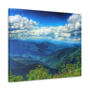 Blue Ridge Mountains, art mural, photo sur toile, photographie, décoration murale, art de la montagne, art de la nature, décoration nature, Appalaches
