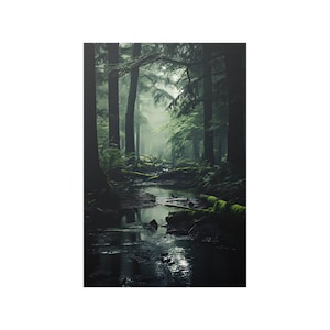 Misty Forest, Wall Art, Poster Print, Poster Art, AI Art, Nature Art,  Satin Poster, Forest Art, Calming Forest, Mystical Art