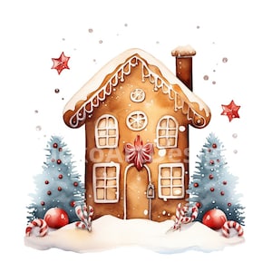 25 Watercolor Gingerbread Houses Clipart PNG Images, Xmas, Festive clipart, Christmas Cookie, Merry Christmas, Free Commercial Use