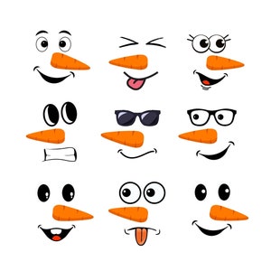 50 Digital Snowman Faces Images Christmas Cut File Snowman SVG Christmas SVG Snowman Cut File Printable Snowman PNG Commercial Use
