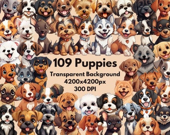 109 Puppy Clipart Bundle, Dog Breeds, Puppy Sublimation, Puppies Clipart Bundle Dog Breeds Png Bundle, Free Commercial Use, Puppy PNG Bundle