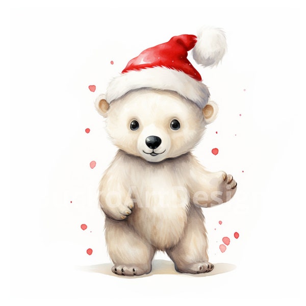 20 Eisbär Aquarell Weihnachten Clipart PNG Bilder, Eisbär Bundle, Weihnachtskarten, Noel Weihnachten Eisbär, süßer Eisbär