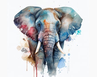 Elephants Watercolor Clipart - 20 High Quality PNG Images Digital Download - Digital Crafting, Card Making, Safari Elephant, Commercial Use