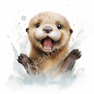 30 Otters Clipart Bundle, Cartoon Otter, Cute Baby Otter, Scrapbook, Adorable Otter, Sea Animal, Junk Journal, Commercial Use