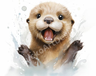 30 Otters Clipart Bundle, Cartoon Otter, Cute Baby Otter, Scrapbook, Adorable Otter, Sea Animal, Junk Journal, Commercial Use